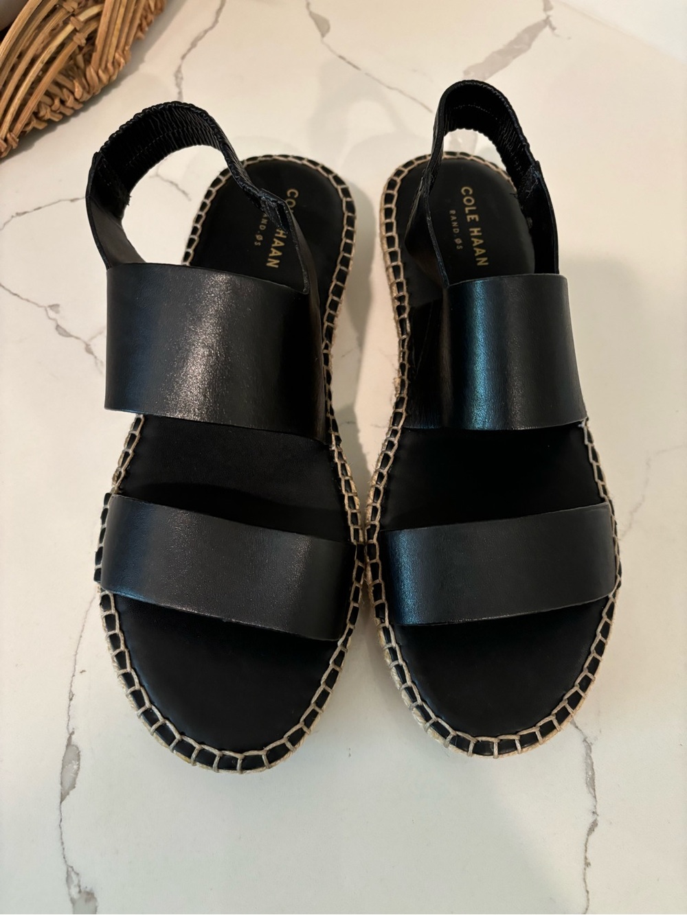 Cole Haan Cloudfeel Slip On Sandals Espadrille Black Womens Size 7 B